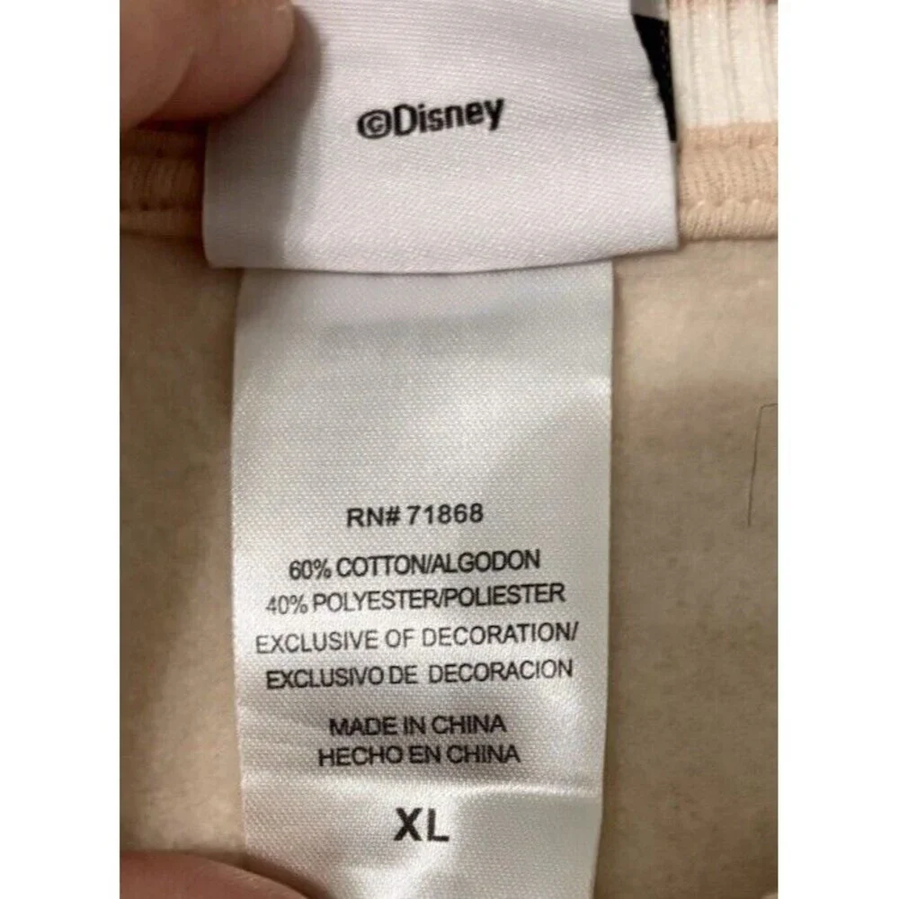 Disney Stitch Baseball Varsity Jacket Size XL Beige Cream Ohana Print - Picture 5 of 8